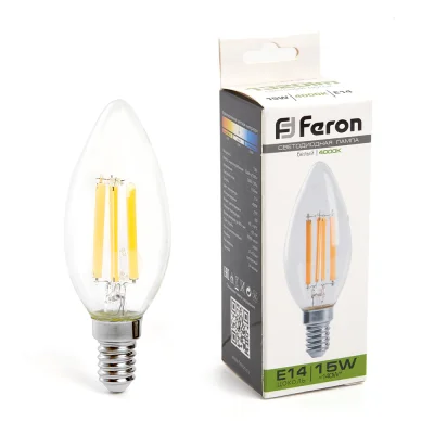 Лампа светодиодная, (15W) 230V E14 4000K прозрачная, LB-717 Feron 38258 фото 1