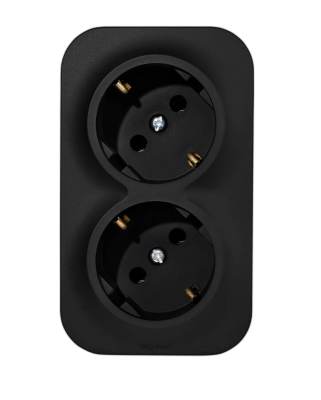 Розетка двойная Quteo с заземлением чёрный матовый Legrand 782470 фото 1