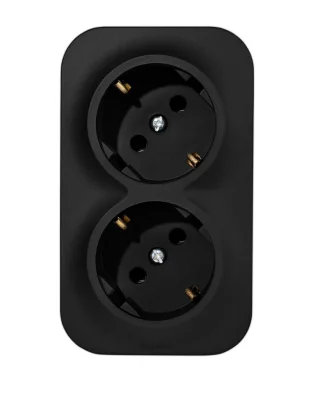 Розетка двойная Quteo с заземлением чёрный матовый Legrand 782470 фото 1