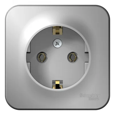 BLANCA розетка наружная с заземлением без шторок, 16А, 250В, алюминий Systeme Electric BLNRA010103 фото 1