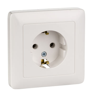 ХИТ С/У РОЗЕТКА с заземлением без шторок 16А, 250В, БЕЛЫЙ. Россия Systeme Electric RS16-134-B фото 1