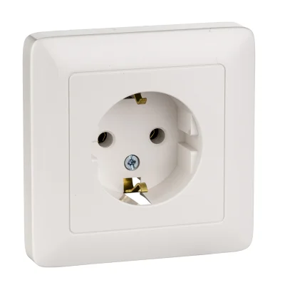 ХИТ С/У РОЗЕТКА с заземлением без шторок 16А, 250В, БЕЛЫЙ. Россия Systeme Electric RS16-134-B фото 1