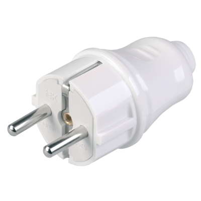 Вилка разборная прямая ВПп10-01-Ст с заземляющим контактом 16А белая IEK EVP10-16-01-K01 фото 1