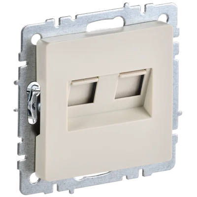 BRITE Роз. комп. 2-ая RJ45 кат.5E РК10-2-БрКр беж. IEK BR-K20-1-K10 фото 1