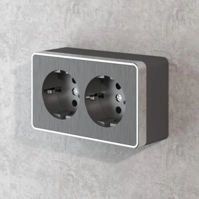 Розетка двойная с заземлением Gallant (графит рифленый) W5072104 Werkel a051342 фото 1