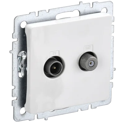 BRITE Роз. двойная TV+SAT РТВ/РСп12-БрБ бел. IEK BR-AF20-O-K01 фото 1