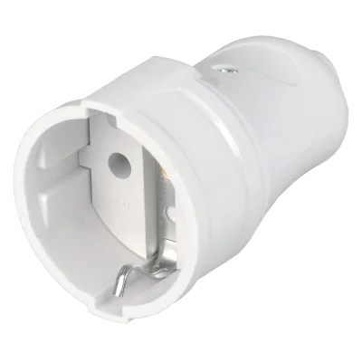 Розетка разборная прямая РПп10-01-Ст с заземляющим контактом 16А белая IEK ERP10-16-01-K01 фото 1