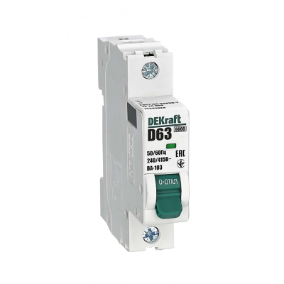 Авт. выкл. 1Р 63А х-ка D ВА-103 6кА нов. DEKraft 12343DEK фото 1