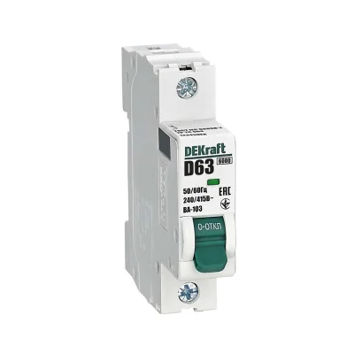 Авт. выкл. 1Р 63А х-ка D ВА-103 6кА нов. DEKraft 12343DEK фото 1