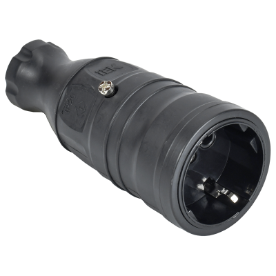 OMEGA Розетка переносная РБп14-1-0м IP20 черная IEK OM-KR20-16-20-P1-00-K02 фото 1