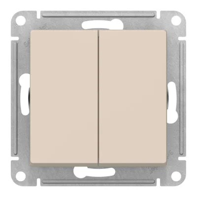 AtlasDesign Бежевый Переключатель 2-клавишный перекрестный, 2 x сх. 7, 10АХ, механи Systeme Electric фото 1
