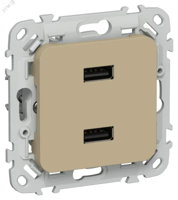 FLITE Розетка USB A+A 3,1А РЮ-2-ФлХ хаки IEK FI-U21-D31-K59 фото 1