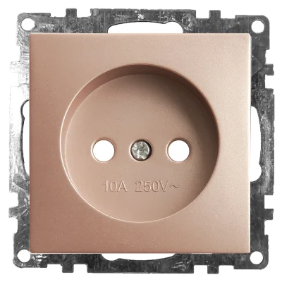 Розетка 1-местная с защитной шторкой (механизм) б/з, 250В, 10А, серия Катрин, GLS10-7109-02, шампань фото 1