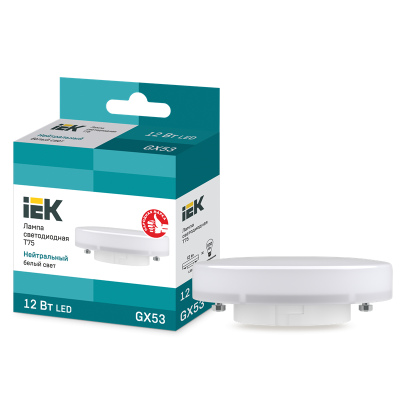 Лампа LED T75 таблетка 12Вт 230В 4000К GX53 IEK LLE-T80-12-230-40-GX53 фото 1