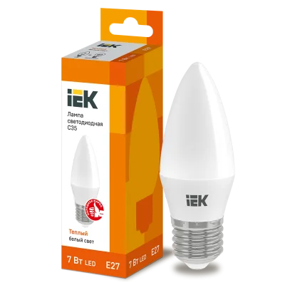 Лампа LED C35 свеча 7Вт 230В 3000К E27 IEK LLE-C35-7-230-30-E27 фото 1