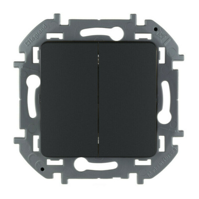 Переключатель двухклавишный - Etika - 10A 250В безвинтовые зажимы - антрацит Legrand 672612 фото 1