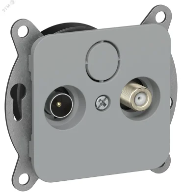 FLITE Розетка 2-местная TV+SAT экранированная проходная РТВс-2-1-2-ФлС серый IEK FI-AF23-P-K03 фото 1