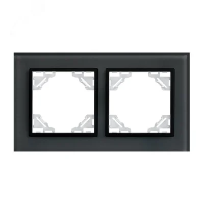 Минск Рамка 2-местная стеклянная черная EKF ERM-G-402-70 фото 1