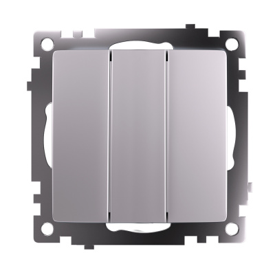 Выключатель 3-клавишный (механизм), 250В, 10А, серия Катрин, серебро GLS10-7108-03 STEKKER 49173 фото 1