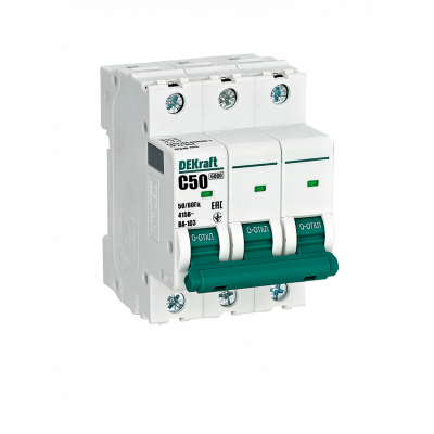 Авт. выкл. 3Р 50А х-ка C ВА-103 6кА нов. DEKraft 12310DEK фото 1