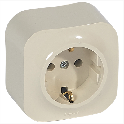 Розетка одинарная Quteo с заземлением слоновая кость Legrand 782241 фото 1