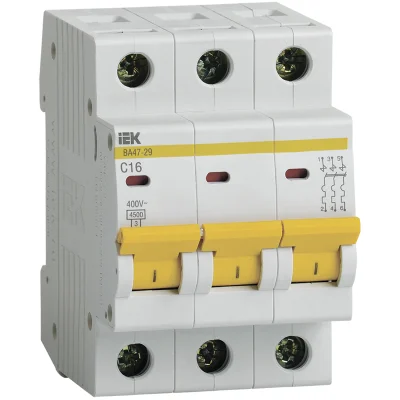 KARAT Авт. выкл. ВА47-29 3P C 16А 4,5кА IEK MVA20-3-016-C фото 1