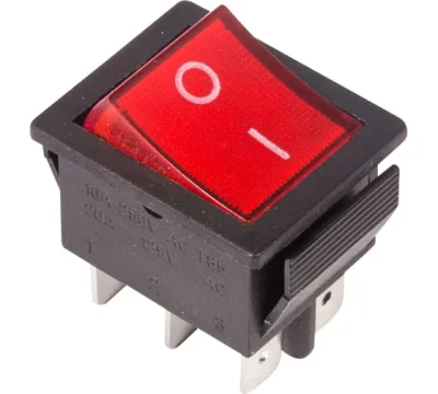 Выключатель клавишный 250V 15А (6с) ON-ON красный с подсветкой REXANT (10/10/500) Rexant 36-2350 фото 1
