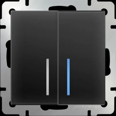 Выключатель двухклавишный с подсветкой (черный матовый) W1120108 Werkel a051619 фото 1
