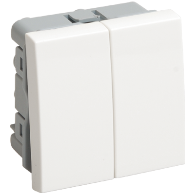 ВК1-22-00-П Выключатель двухклавишный (на 2 модуля) ПРАЙМЕР белый IEK CKK-40D-VD2-K01 фото 1