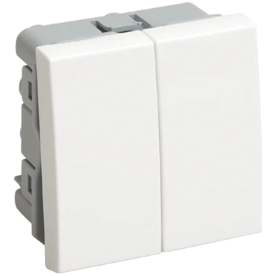 ВК1-22-00-П Выключатель двухклавишный (на 2 модуля) ПРАЙМЕР белый IEK CKK-40D-VD2-K01 фото 1