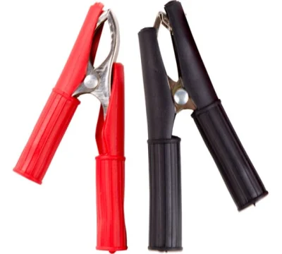 Зажим "крокодил" (черн+красн) 30А 75мм в изоляторе REXANT (10/50/1000) Rexant 16-0016 фото 1