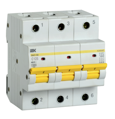 Выключатель автоматический ВА47-150 3Р 125А 15кА характеристика C IEK MVA50-3-125-C фото 1