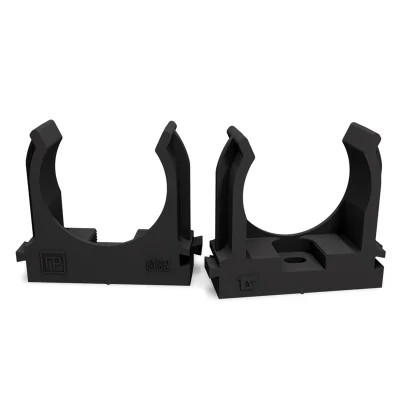 Крепеж-клипса для труб для монтажного пистолета черная в п/э д32 Промрукав PR13.0134 фото 1