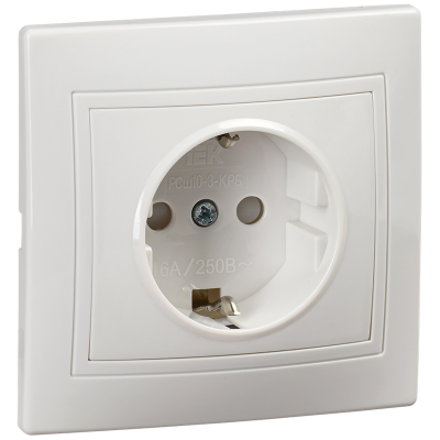 KVARTA Роз. 1-мест. с з/к/ш 16А РСш10-3-КРБ бел. IEK KV-R14-16-PC-K01 фото 1