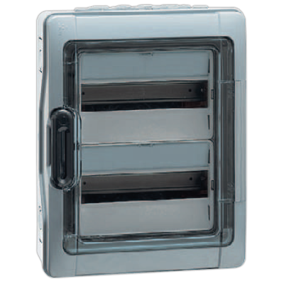 Шкаф накладной Plexo на 24 (2х12) модуля с шинами N+PE с прозрачной дверью IP65 Legrand 601982 фото 1