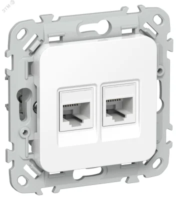 FLITE Розетка 2-местная RJ45/RJ11 категория 6/3 UTP РКТ6/3-2-0-ФлБ белый IEK FI-KT22-2-K01 фото 1