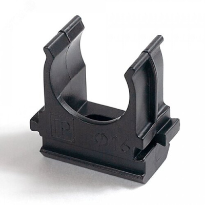 Крепеж-клипса для труб для монтажного пистолета черная в п/э д16 Промрукав PR13.0131 фото 1