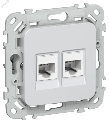 FLITE Розетка 2-местная компьютерная RJ45 категория 6 UTP РК6-2-0-ФлЖ жемчуг IEK FI-K22-2-K36 фото 1