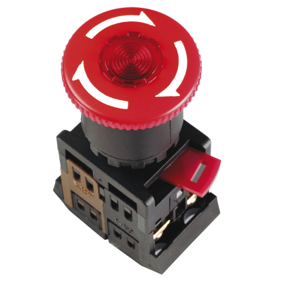 Кнопка ANE-22 "Грибок"с фикс.крас.d22мм неон/240В 1з+1р IEK BBG40-ANE-K04 фото 1