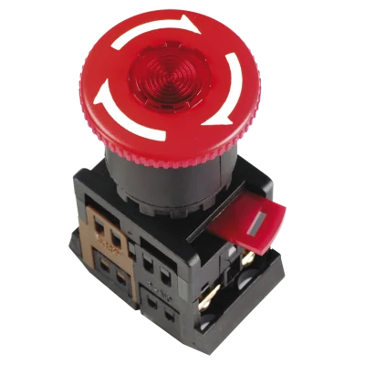 Кнопка ANE-22 "Грибок"с фикс.крас.d22мм неон/240В 1з+1р IEK BBG40-ANE-K04 фото 1