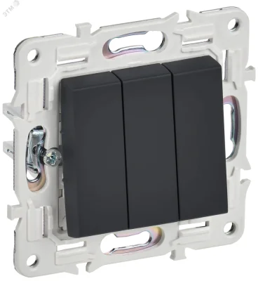 SKANDY Выключатель 3-клавишный 10А SK-V11G графит IEK SK-V30-0-10-K53 фото 1