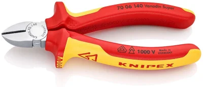 Бокорезы VDE, 140 мм, хром, 2-комп диэлектрические ручки KNIPEX KN-7006140 фото 1