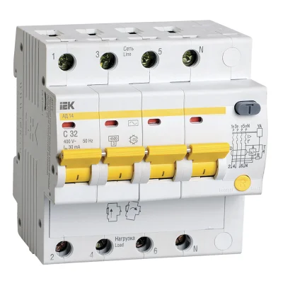 Диф. автомат АД14 4Р 32А 30мА IEK MAD10-4-032-C-030 фото 1