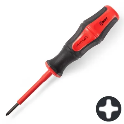 Отвертка диэлектрическая PH0x60 серия ПРОФИ для работ под напряжением до 1000 В КВТ 103000 фото 1