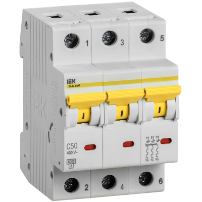 KARAT Авт. выкл. ВА47-60M 3P C 50А 6кА IEK MVA31-3-050-C фото 1