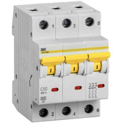 KARAT Авт. выкл. ВА47-60M 3P C 50А 6кА IEK MVA31-3-050-C фото 1