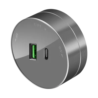 Розетка 2хUSB (тип А+С) 18Вт, 5В/3А MultiTrack Графит Systeme Electric MTK13003G фото 1