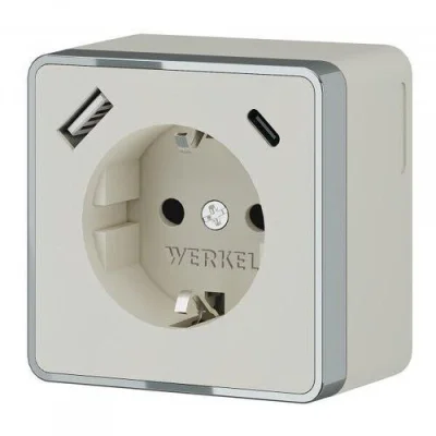 Розетка с заземлением, шторками и USB тип A+C Gallant (слоновая кость) W5071703 Werkel a057699 фото 1