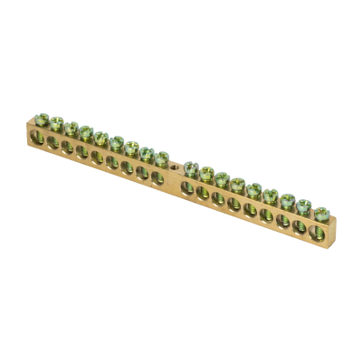 Шина PEN "ноль-земля" (8х12мм) 18 отверстий латунь крепеж по центру PROxima EKF sn0-125-18-c фото 1