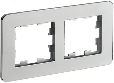 BRITE Рамка 2 поста РУ-2-1-Бр металл алюминий RE IEK BR-M22-M-01-K47 фото 1